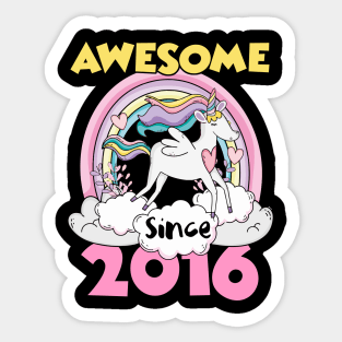Cute Awesome Unicorn 2016 Funny Gift Pink Sticker